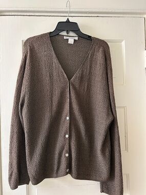 Vintage Brown V-Neck Button Cardigan Sweater